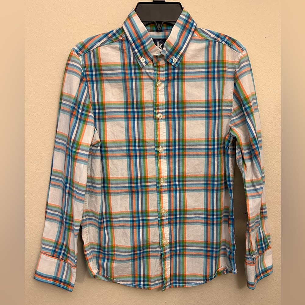 J. Khaki plaid long sleeve dress shirt